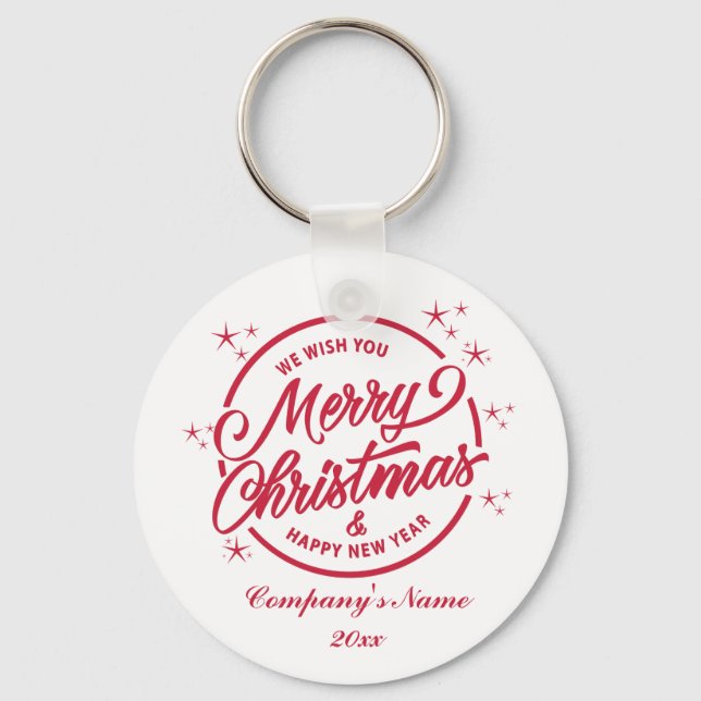 God Jul & Gott Nytt År, Röd Typografi Nyckelring (Framsida)
