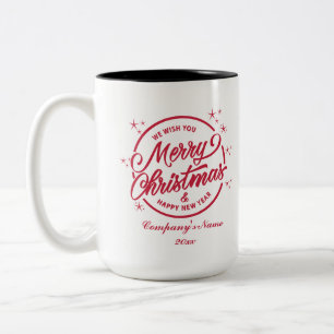God Jul & Gott Nytt År, Röd Typografi Två-Tonad Mugg