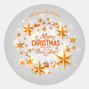 God jul & Gott nytt år Round Sticker Runt Klistermärke
