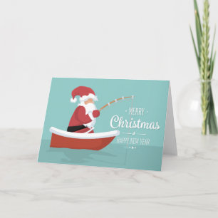 God jul, Gott nytt år - Santa Fishing Kort