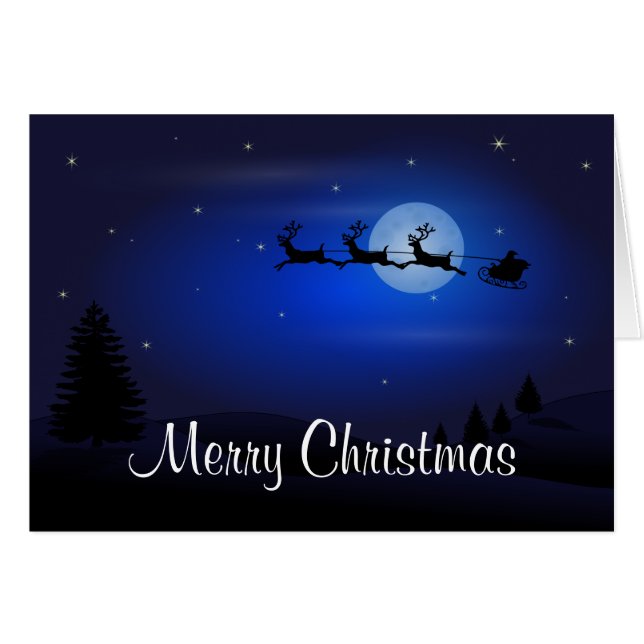 God jul Gott nytt år Santa's Reindeer Hälsningskort (Framsidan Horizontal)