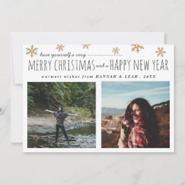 god jul & Gott nytt år Script 2-foton Julkort