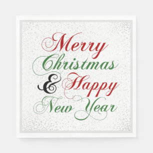 God jul Gott nytt år Silver Glitter Pappersservett