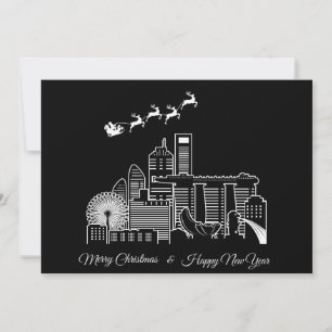 God jul Gott nytt år Singapore City Inbjudningar