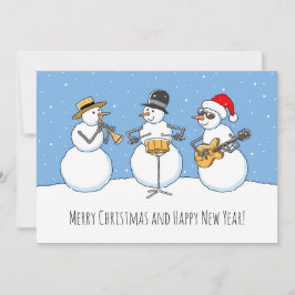God jul Gott nytt år Snögubbe Jazzband Julkort
