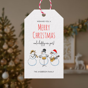 God Jul Gott Nytt År Snömannen Jazzband Presentetikett