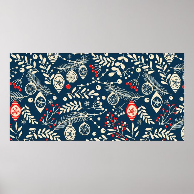 God jul, Gott nytt år sömlös mönster w Poster (Framsidan)