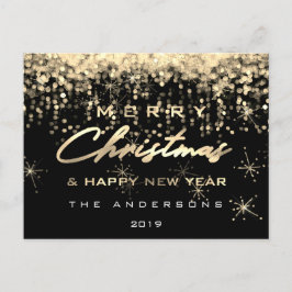 God jul Gott nytt år Svarta Guld Ljus Vykort