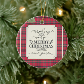 God jul & Gott nytt år Tartan Namn Julgransprydnad Keramik