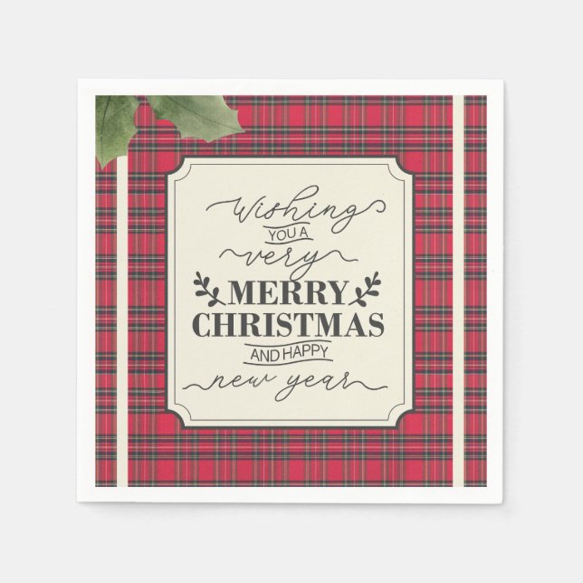 God jul & Gott nytt år Tartan Namn Pappersservett (Framsidan)