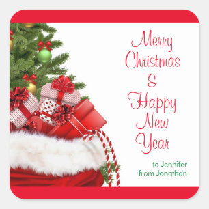 God jul Gott nytt år textmall Fyrkantigt Klistermärke