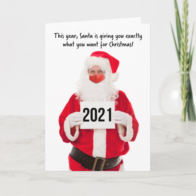 God Jul Gott Nytt År Tomte i Ansiktsmask Helgkort (Framsida)