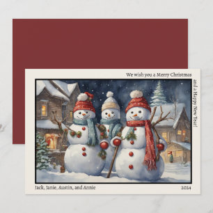 God Jul Gott Nytt År Tre Glada Snömän Julkort