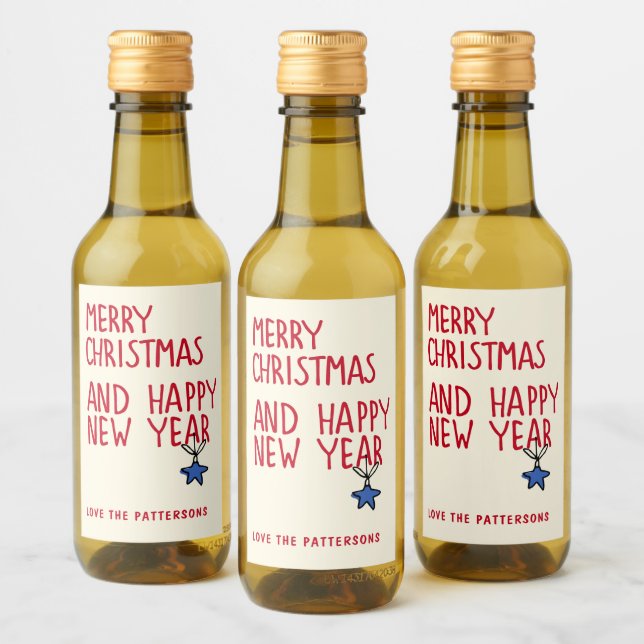 God Jul Gott Nytt År Typografi Vinetikett (Flaskor)