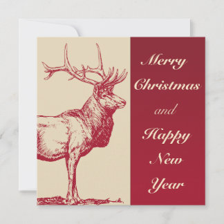 God jul & Gott nytt år Vintage Reindeer Tack Kort