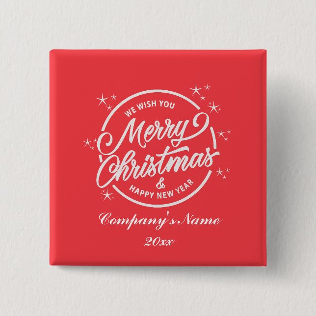 God Jul & Gott Nytt År, Vit Typografi Knapp (Framsida)