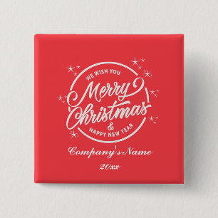 God Jul & Gott Nytt År, Vit Typografi Knapp