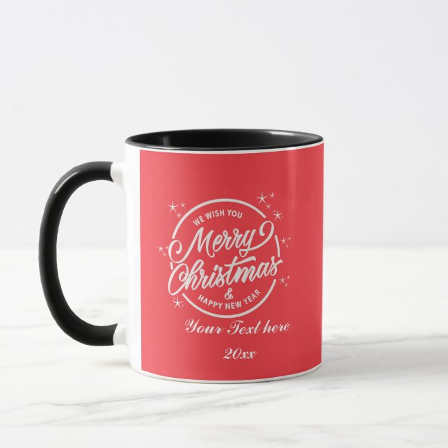 God Jul & Gott Nytt År, Vit Typografi Mugg (Vänster)