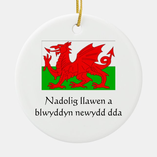 God Jul  Gott Nytt År Wales Ornament (Framsidan)
