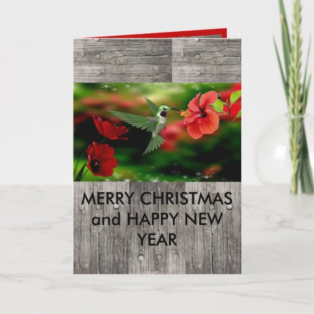 God jul- & gott nytt århummingbirdkort helgkort (Framsida)