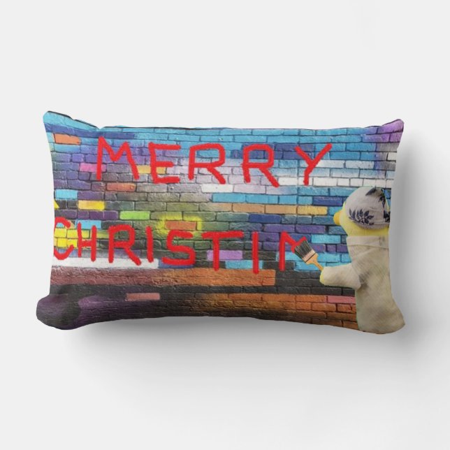 God jul Graffiti Lumbar Pillow Lumbarkudde (Framsida)