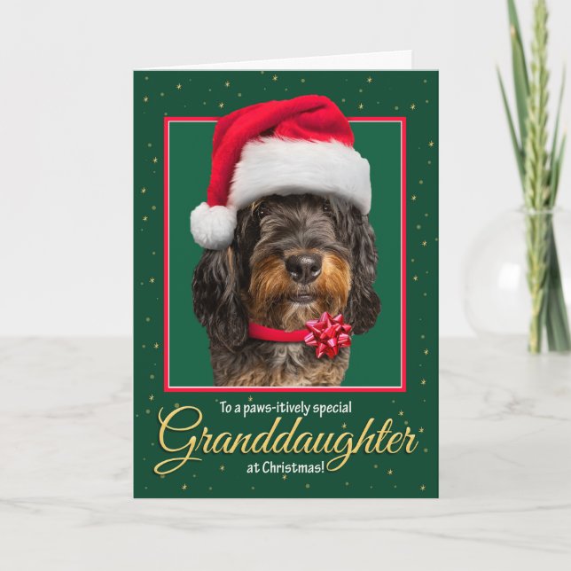 God jul Granddotter Bernedoodle Hund Helgkort (Framsida)