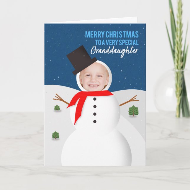God jul Granddotter Snögubbe Helgkort (Framsida)
