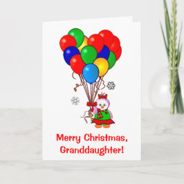 God jul Granddottern Penguin och Balloons Helgkort