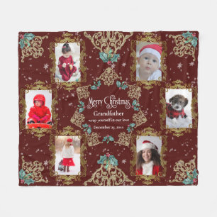 god jul Grandfather Family Photo Collage Fleecefilt