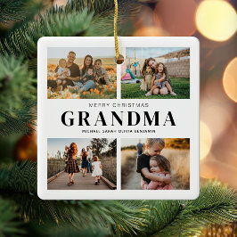 God jul Grandma 4 Photo Collage Julgransprydnad Keramik