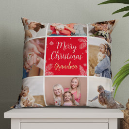 God jul Grandma 8 Photo Family Collage Kudde