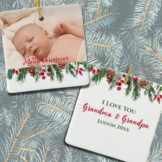 God jul Grandma and Grandpa Keepsaké Julgransprydnad Keramik (Merry Christmas Grandma and Grandpa Keepsake Ceramic Ornament
)