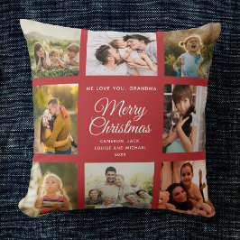 God jul Grandma Chic Red Photo Collage Kudde