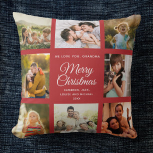 God jul Grandma Chic Red Photo Collage Kudde