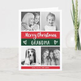 God jul Grandma | Färg blockfotorutnät Helgkort