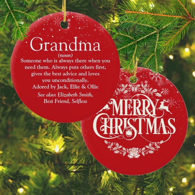 god jul Grandma Grandmor Definition Julgransprydnad Keramik (Merry Christmas Grandma Grandmother Definition Ceramic Ornament)