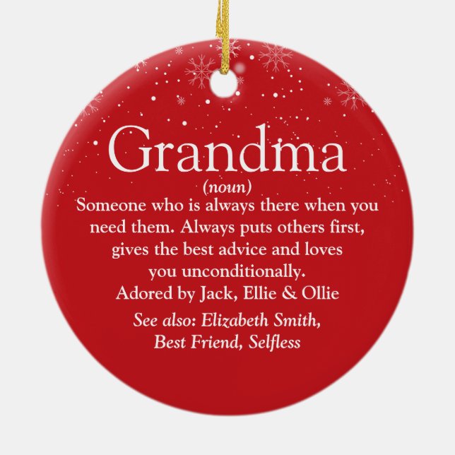 god jul Grandma Grandmor Definition Julgransprydnad Keramik (Baksidan)