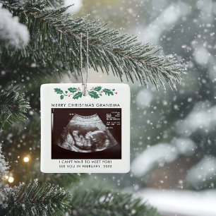 God jul Grandma Gravid Baby Scan Photo Julgransprydnad Keramik