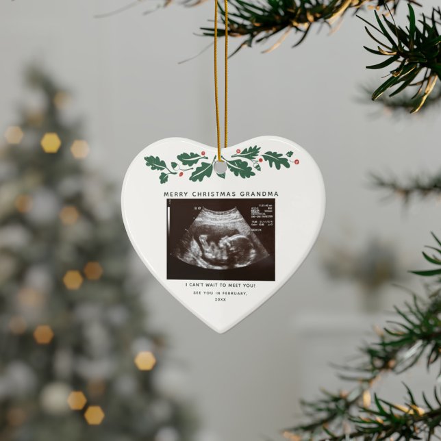 God jul Grandma Gravid Notice Julgransprydnad Keramik (Pregnancy Announcement Sonogram Grandma Keepsake Ornament)