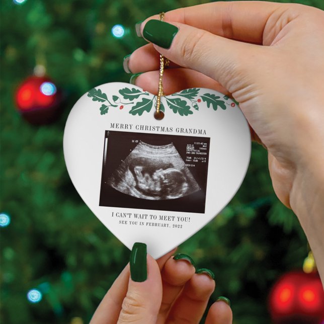God jul Grandma Gravid Ultrasound Photo Julgransprydnad Keramik (Skapare uppladdad)
