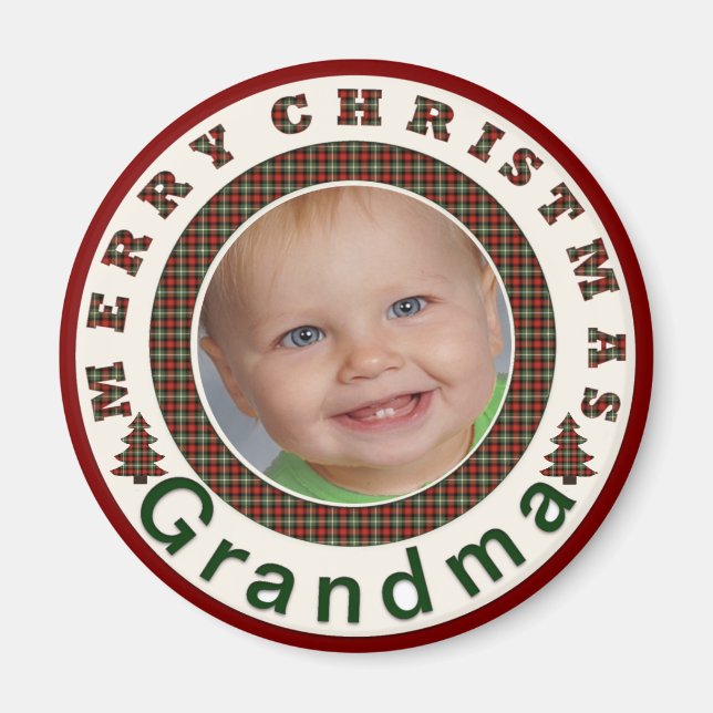 God jul Grandma Helgdag Photo Anpassningsbar Magnet (Framsidan)