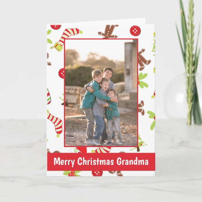God jul Grandma Helgdag Photo Card Kort (Framsida)
