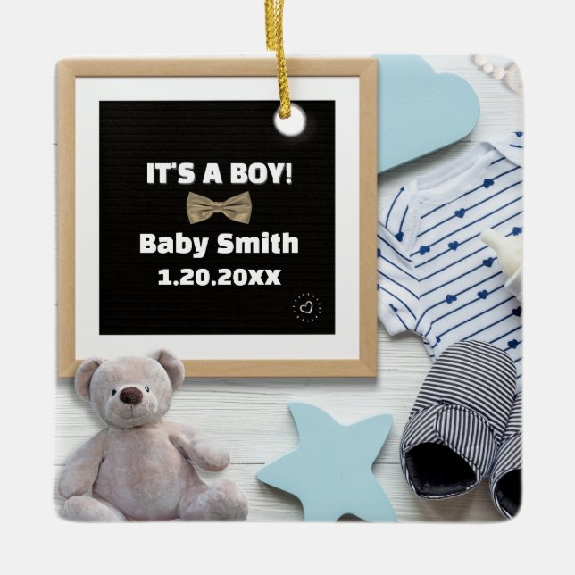 God jul Grandma its A Boy Gravid Reveal Julgransprydnad Keramik (Framsida)