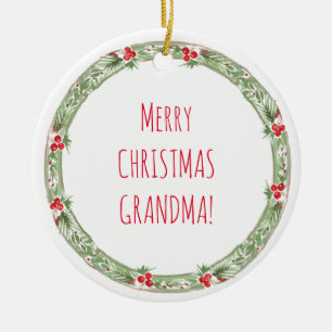GOD JUL GRANDMA! Kärlek Grandchild XOXO Julgransprydnad Keramik