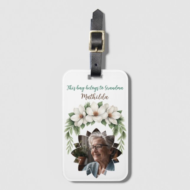 God jul Grandma Photo Helgdag Gift Bagagebricka (Framsida vertikal)