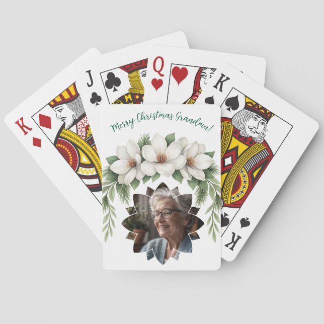 God jul Grandma Photo Helgdag Gift Casinokort (Baksidan)