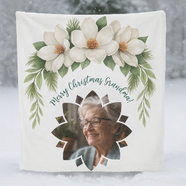 God jul Grandma Photo Helgdag Gift Fleecefilt