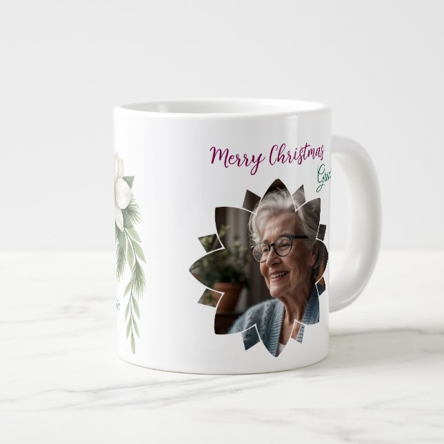 God jul Grandma Photo Helgdag Gift Jumbo Mugg (Framsida höger)
