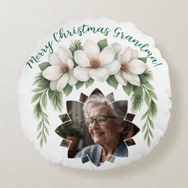 God jul Grandma Photo Helgdag Gift Rund Kudde