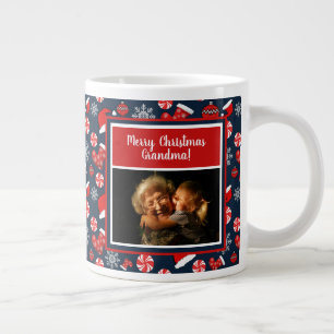 God jul Grandma Photo Helgdag Mönster Jumbo Mugg